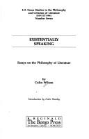 Cover of: Existentially speaking by Colin Wilson