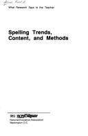 Cover of: Spelling trends, content, and methods