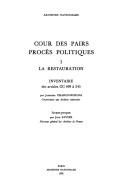 Cover of: Cour des pairs, procès politiques