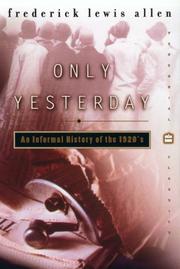 Cover of: Only yesterday