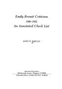 Cover of: Emily Brontë criticism, 1900-1982: an annotated check list