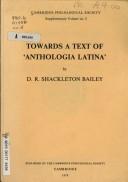 Towards a text of Anthologia latina