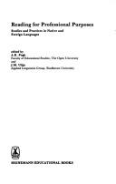 Reading for professional purposes : studies and practices in native and foreign languages