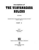 Cover of: Inscriptions of the Vijayanagara rulers