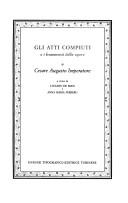 Cover of: Gli atti compiuti e i frammenti delle opere