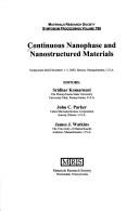 Continuous nanophase and nanostructured materials : symposium held December 1-5, 2003, Boston, Massachusetts, U.S.A