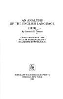 Cover of: An analysis of the English language (1874)