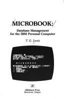 Cover of: MICROBOOK: database management for the IBM Personal Computer