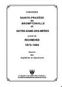 Cover of: Paroisses Sainte-Praxède de Bromptonville et Notre-Dame-des-Mères, comté de Richmond, 1872-1992: répertoire des baptêmes et sépultures