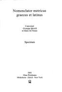 Cover of: Nomenclator metricus graecus et latinus: specimen
