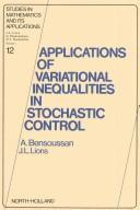 Cover of: Applications of variational inequalities in stochastic control