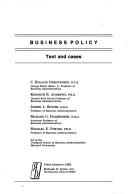 Cover of: Business policy: text and cases