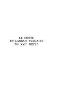 Cover of: Le Conte en langue vulgaire du XVIIe siècle