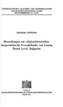 Cover of: Bemerkungen zur religionshistorischen Interpretation des Verwahrfundes von Letniza, Bezirk Loveč, Bulgarien