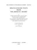 Cover of: Miscellaneous texts from the Judaean Desert