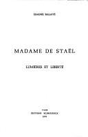 Cover of: Madame de Staël: lumières et liberté