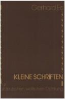 Cover of: Kleine Schriften zur altdeutschen weltlichen Dichtung