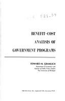 Cover of: Benefit-cost analysis of government programs