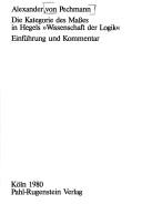 Cover of: Die Kategorie des Masses in Hegels "Wissenschaft der Logik": Einführung und Kommentar