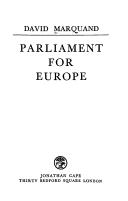 Parliament for Europe by David Marquand