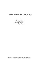 Cover of: Cassandra paddocks: poems