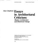 Essays in architectural criticism by Alan Colquhoun