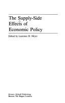 Cover of: The Supply-side effects of economic policy