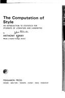 Cover of: computation of style: an introduction to statistics for students of literature and humanities