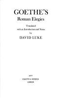 Goethe's Roman elegies