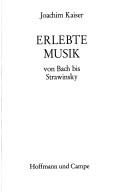 Cover of: Erlebte Musik: von Bach bis Strawinsky