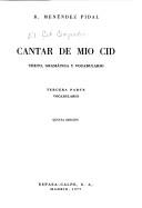 Cantar de mio Cid by Ramón Menéndez Pidal