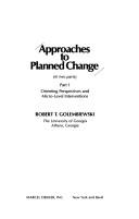 Cover of: Approachesto planned change