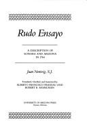 Cover of: Rudo ensayo: a description of Sonora and Arizona in 1764