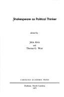 Cover of: Shakespeare as political thinker