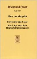 Cover of: Universität und Staat by Hans Carl Friedrich von Mangoldt