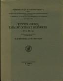 Cover of: Textes grecs, démotiques et bilingues: P.L. Bat. 19
