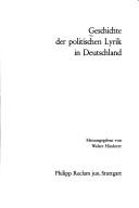 Cover of: Geschichte der politischen Lyrik in Deutschland