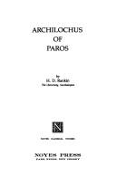 Cover of: Archilochus of Paros by H. D. Rankin