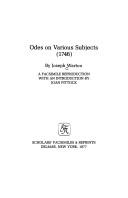 Cover of: Odes on various subjects (1746)