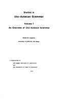 Cover of: An overview of Uto-Aztecan grammar