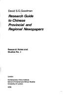 Research guide to Chinese provincial and regional newspapers