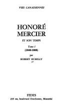 Cover of: Honoré Mercier et son temps