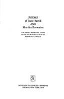 Cover of: Poems of Jane Turell and Martha Brewster |