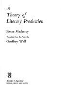 Cover of: A theory of literary production