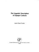 Cover of: The linguistic description of opaque contexts