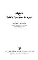 Cover of: Models for public systems analysis