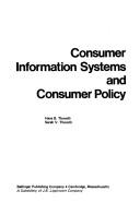 Consumer information systems and consumer policy by Hans Birger Thorelli