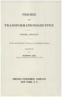 Cover of: Theorie der Transformationsgruppen.