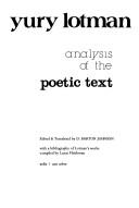 Cover of: Analysis of the poetic text
