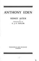 Cover of: Anthony Eden by Sidney Aster